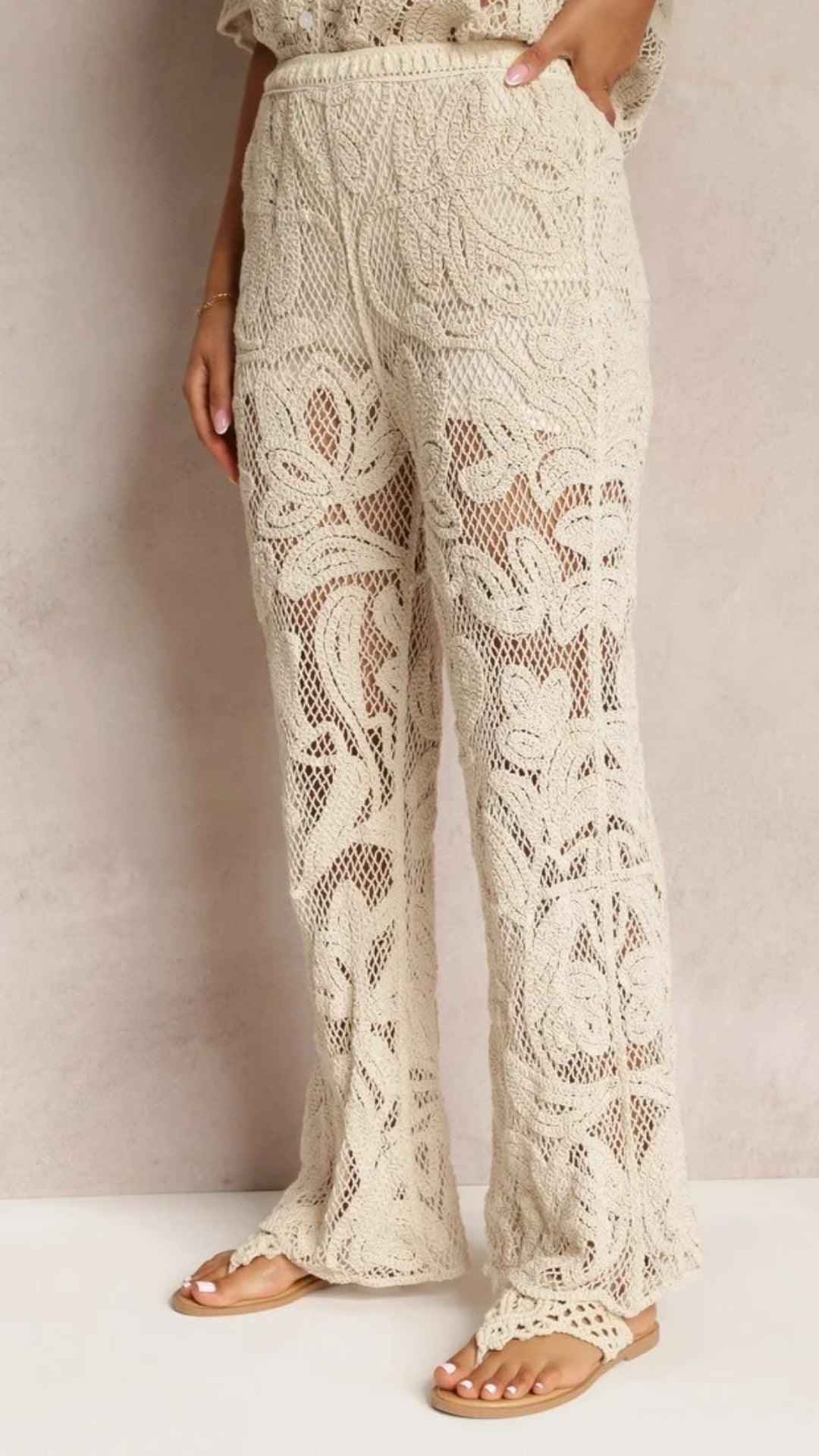 Conjunto Alvor Crochê Boho Chic Bege