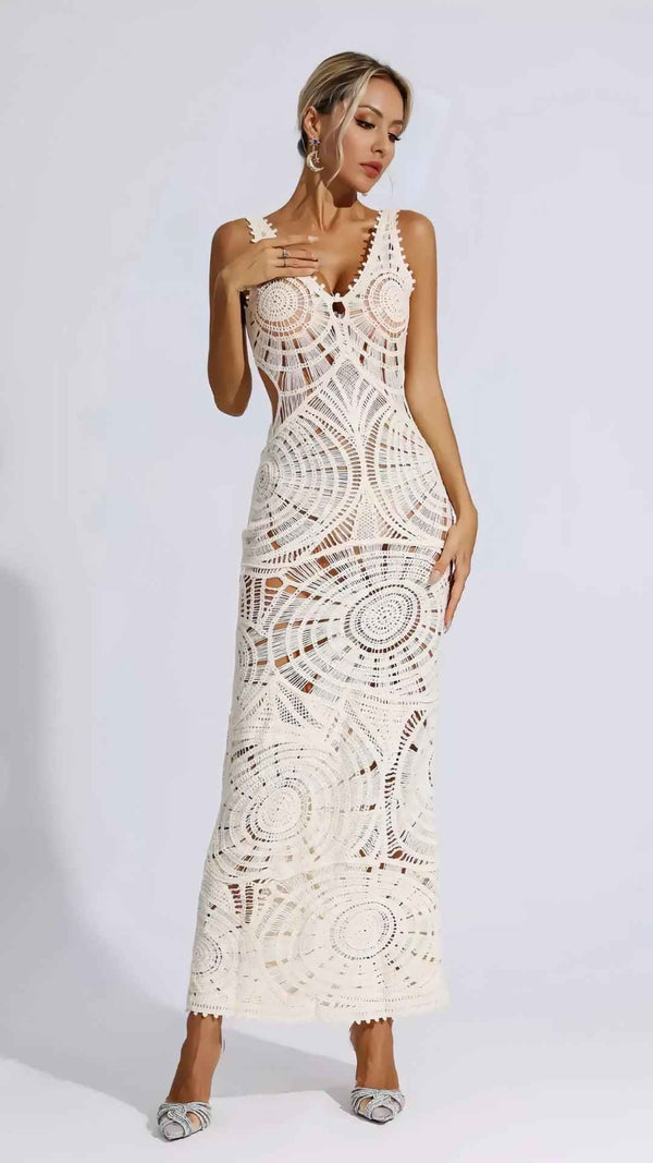 Vestido Longo de Crochê Mar e Sal