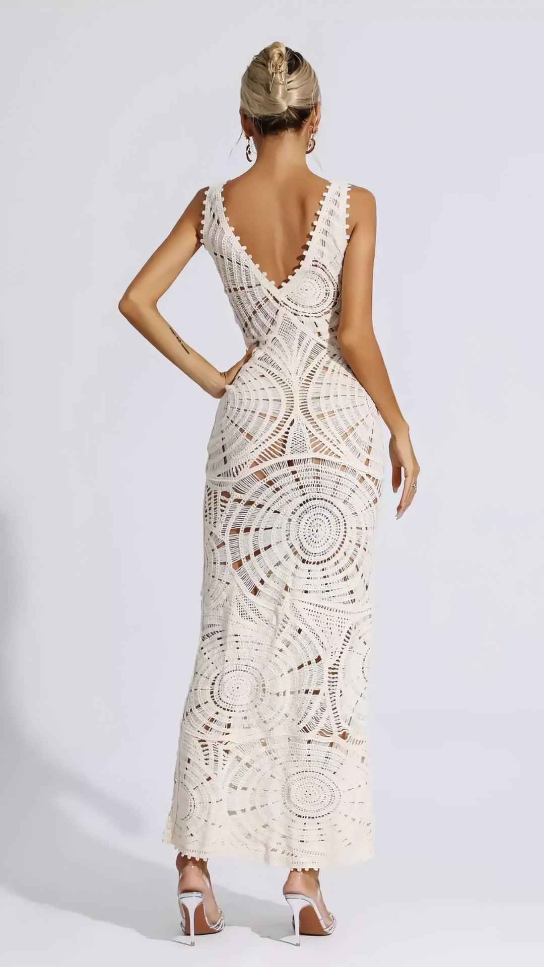 Vestido Longo de Crochê Mar e Sal