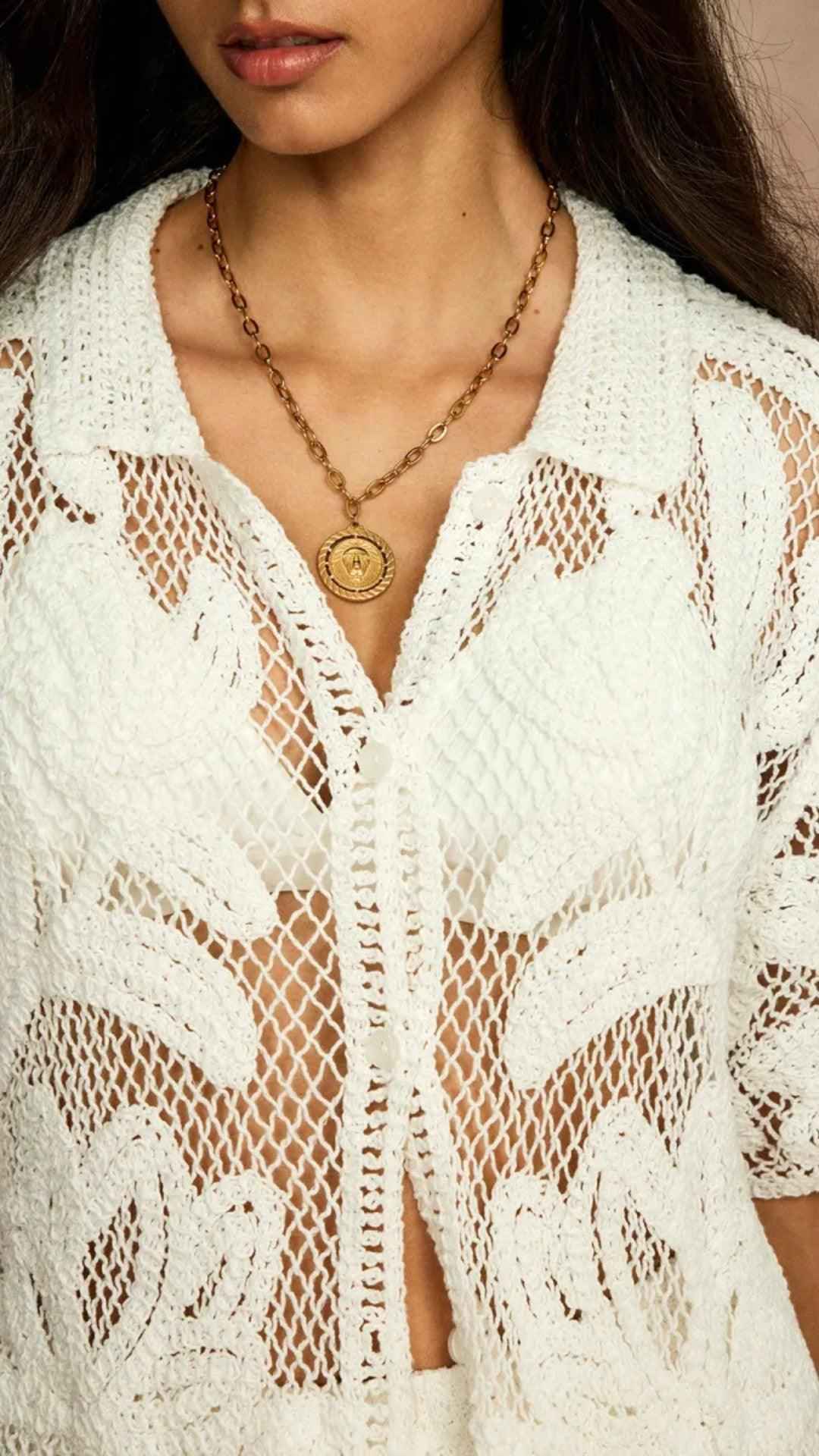 Conjunto Alvor Crochê Boho Chic Bege
