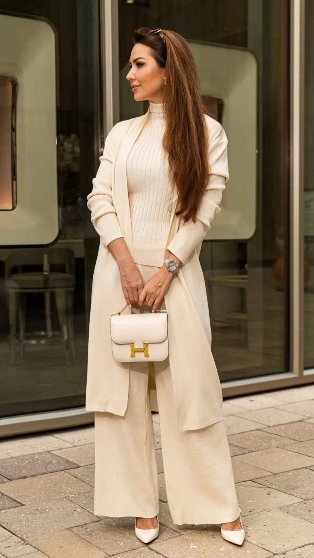Conjunto Naomi - Tricô Modal com Cardigan Longo (3 peças)