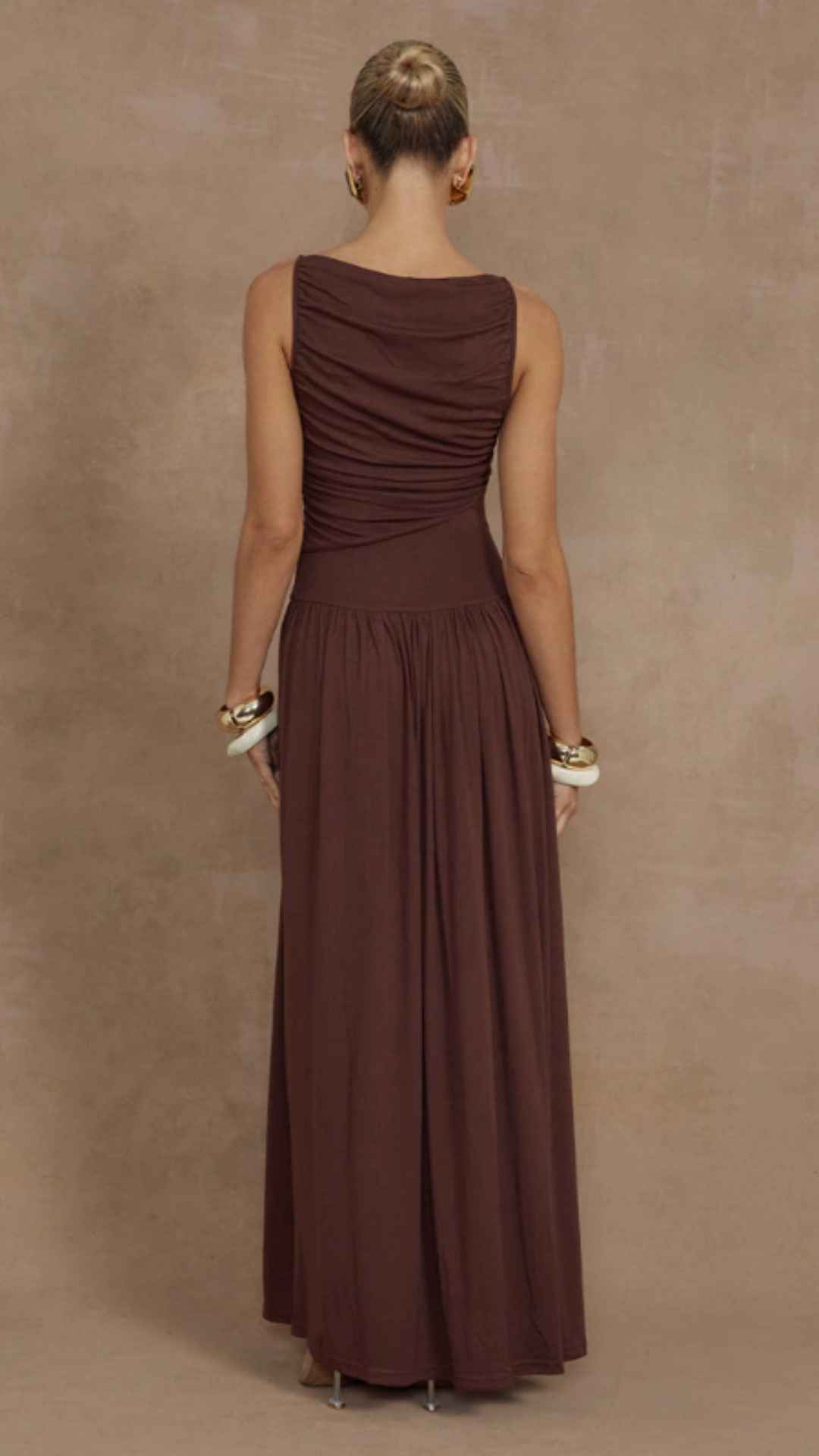 Vestido Naer Longo com Franzido Estruturado
