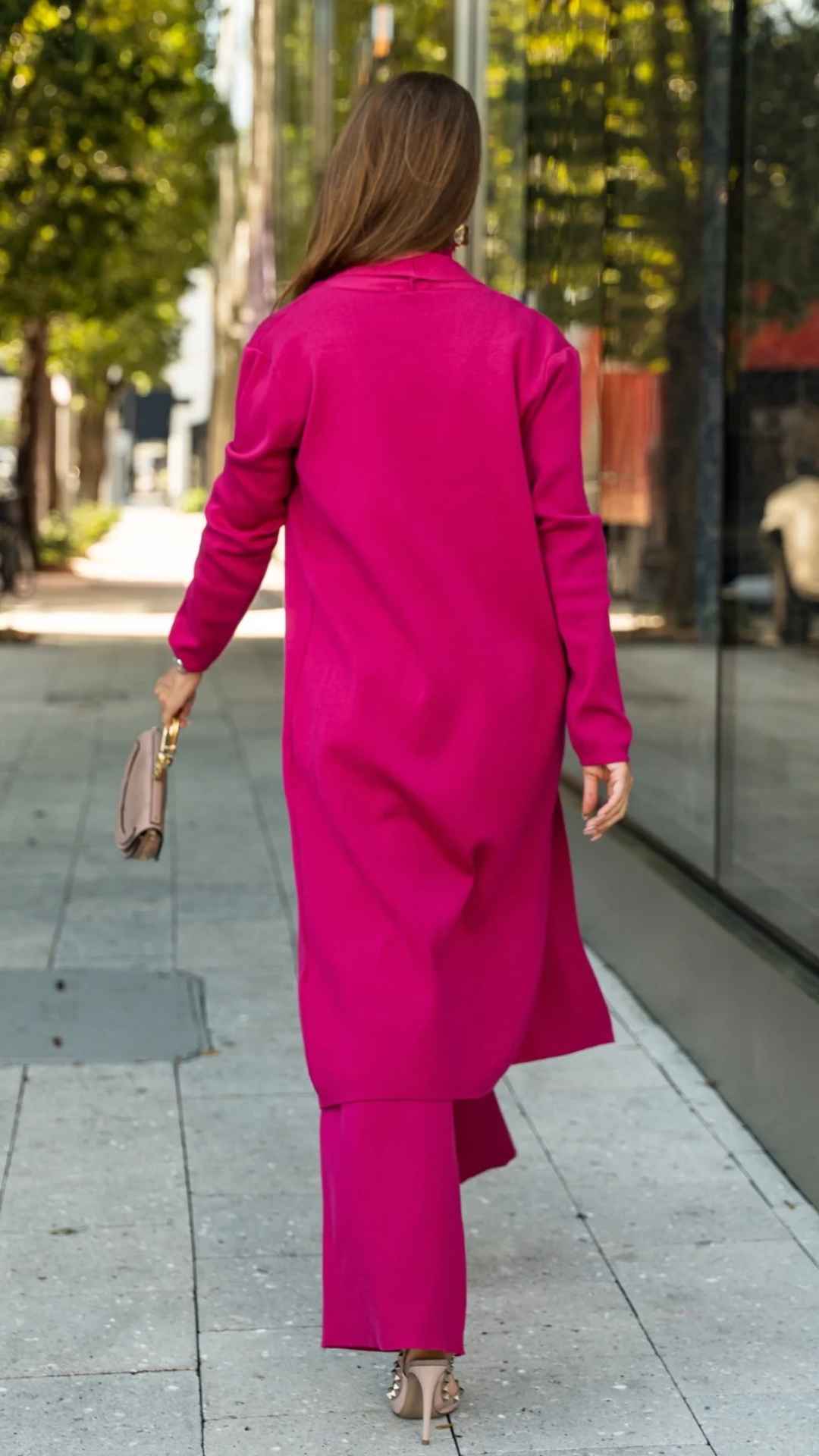 Conjunto Naomi - Tricô Modal com Cardigan Longo (3 peças)
