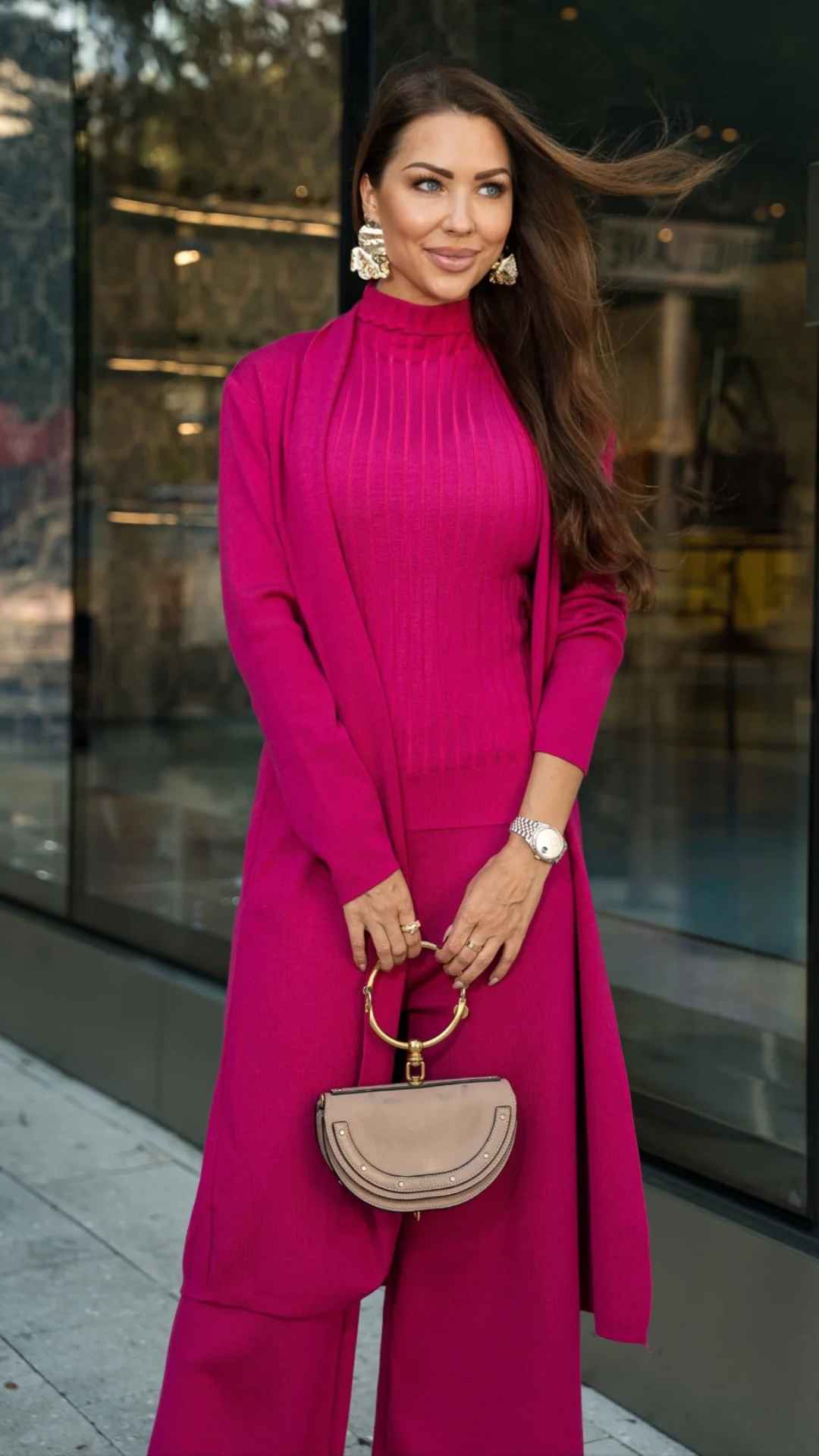 Conjunto Naomi - Tricô Modal com Cardigan Longo (3 peças)