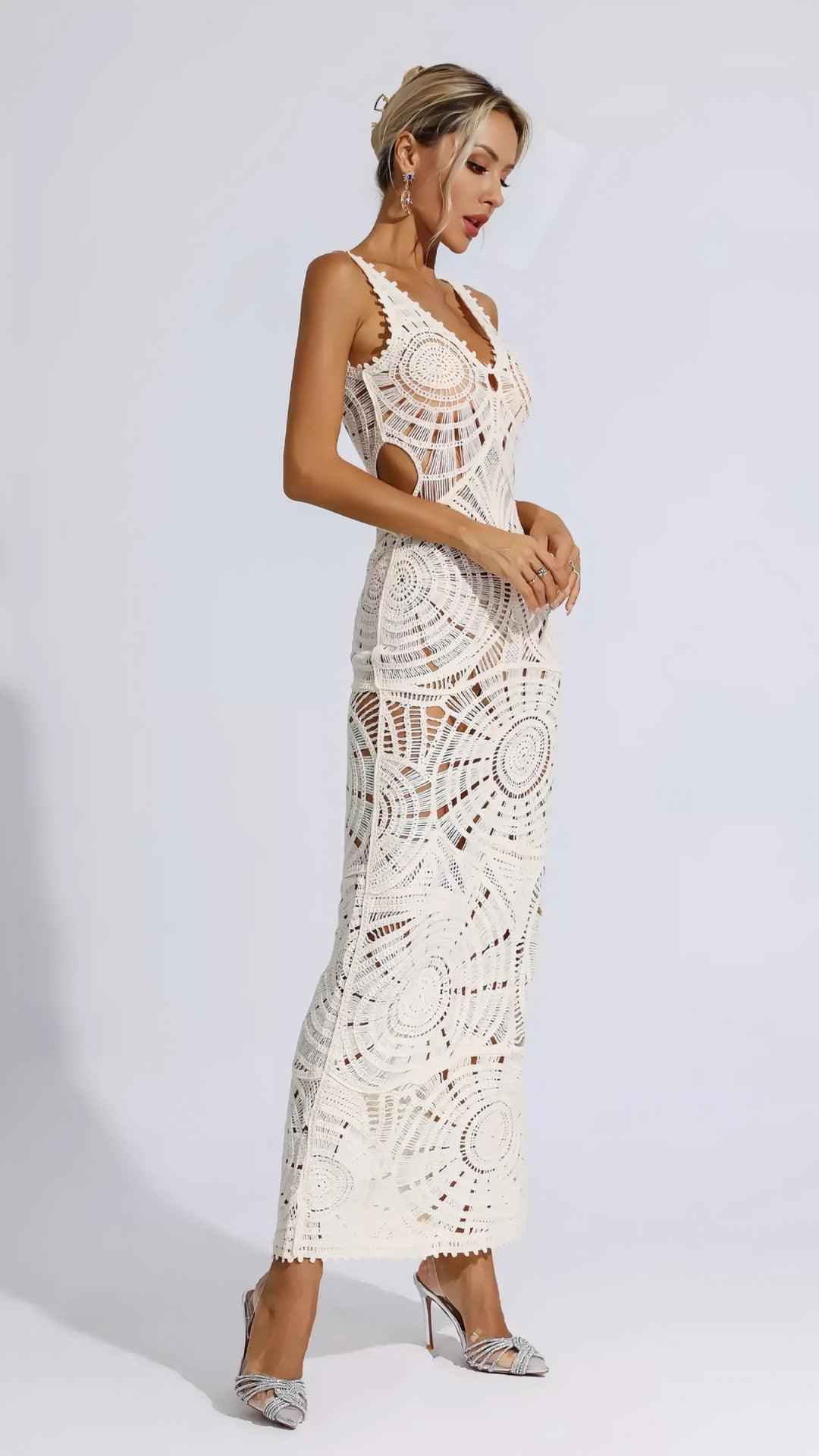 Vestido Longo de Crochê Mar e Sal