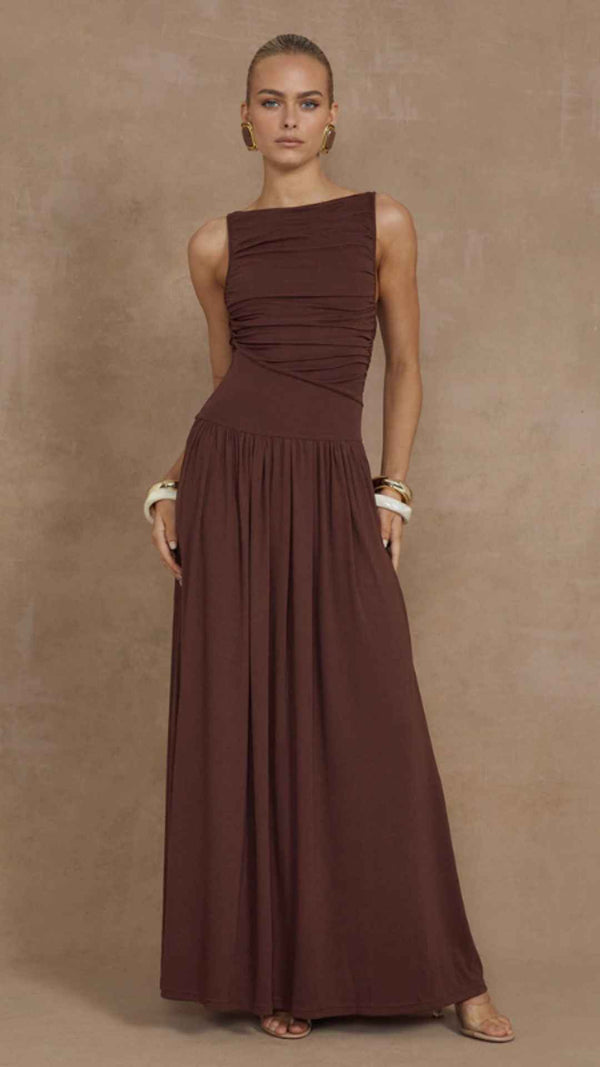 Vestido Naer Longo com Franzido Estruturado